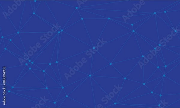 Fototapeta Abstract Blue Digital Network Background with Connected Nodes