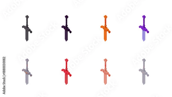 Obraz Isometric vector 2d game ready ritual dagger set. game ready design simple style.