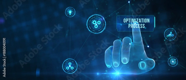 Obraz Optimization Software Technology Process System Business concept. Business, Technology, Internet and network concept. 3d illustration