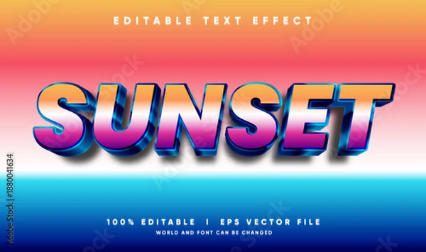 Obraz sunset vector text effect with modern style