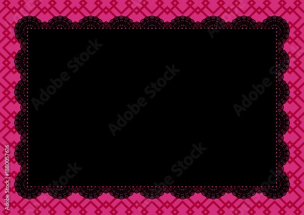 Obraz 中央レース×幾何学模様①(ピンク)