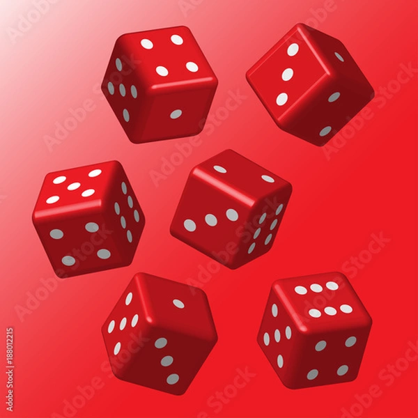 Fototapeta Red Dice with White Points