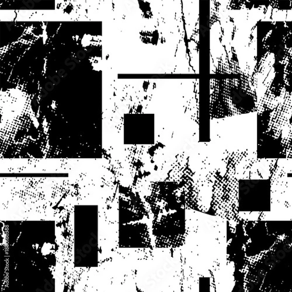 Obraz Abstract Grunge Seamless Pattern with Chaotic Squares