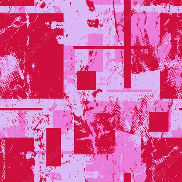 Obraz Abstract Grunge Seamless Pattern with Chaotic Squares