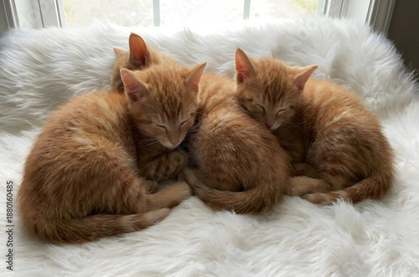 Obraz Cozy Sleeping Ginger Kittens