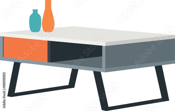 Obraz Modern Table Flat Vector Illustration for Interior Design