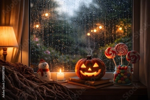 Obraz halloween pumpkin and lantern