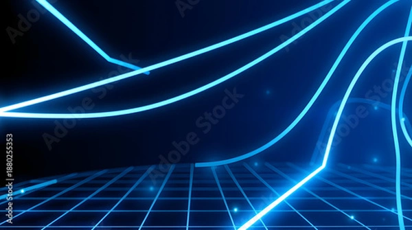 Obraz Futuristic Blue Tech Grid Background