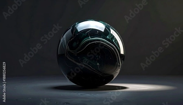 Obraz Mysterious Dark Sphere with Swirling Patterns.