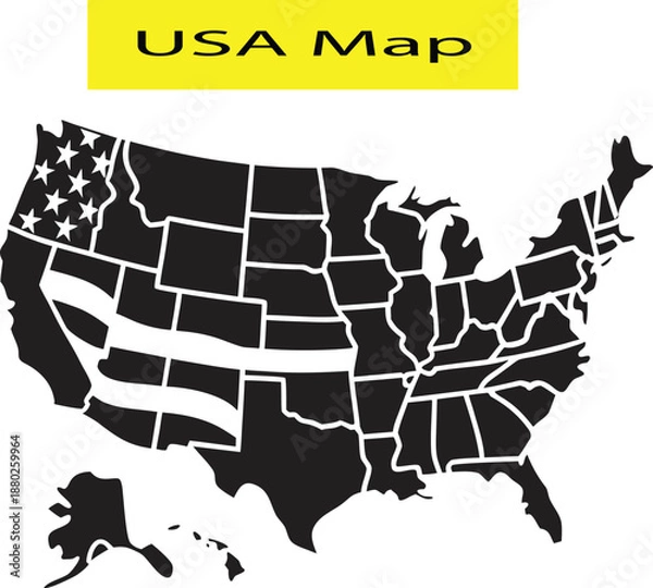 Obraz USA map vector silhouette design