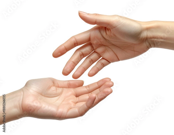 Obraz Two Hands Almost Touching, Front View, Isolated on Transparent Background