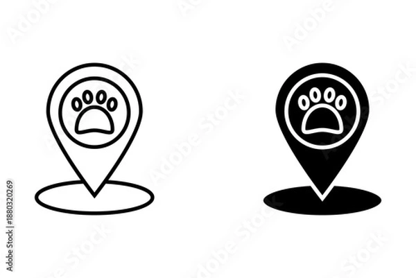 Fototapeta Pet locator icon. Map pointer icon. Vector illustration.