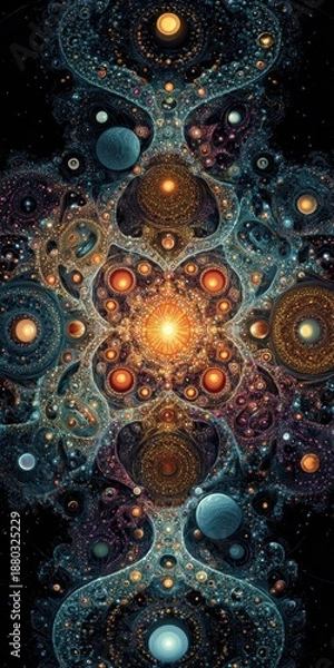 Obraz Cosmic fractal pattern, light radiating from center