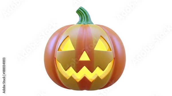Obraz 3D Rendered Jack-o'-lantern with Glowing Face