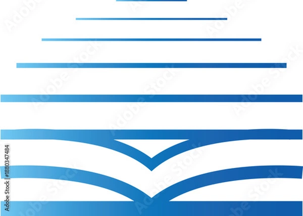 Obraz Abstract Book Logo with Gradient Blue Lines