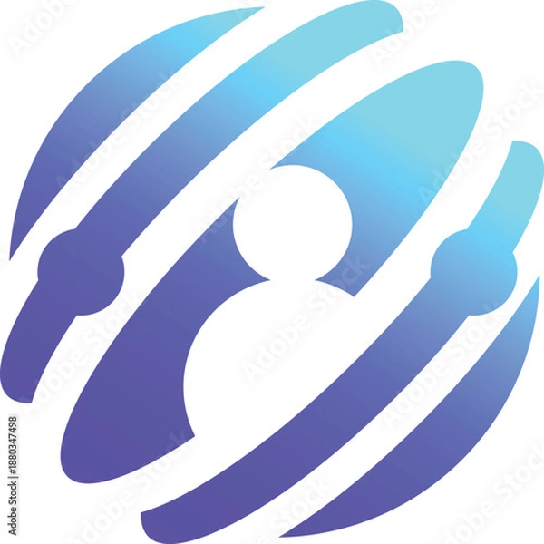 Obraz Connected Human Logo with Orbital Nodes