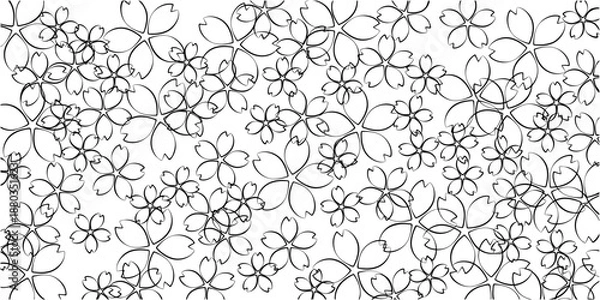 Obraz 様々な大きさの黒い桜の花柄の背景素材イラスト