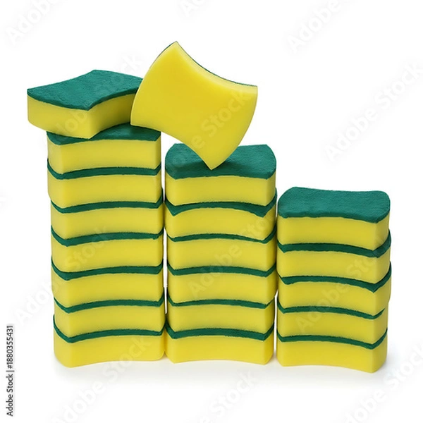 Obraz Stacked Kitchen Sponges for Cleaning
