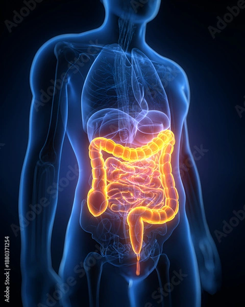 Obraz Human digestive system highlighted
