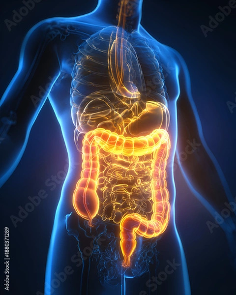 Obraz Illuminated human digestive system