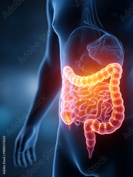 Obraz Human digestive system highlighted