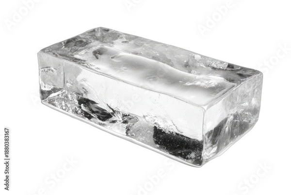 Obraz Rectangular block of clear, solid ice on black background
