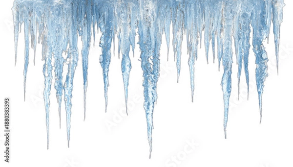 Obraz Translucent ice formations hanging from a surface, glistening with cold