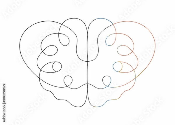 Obraz Abstract Brain Outline Drawing on white background