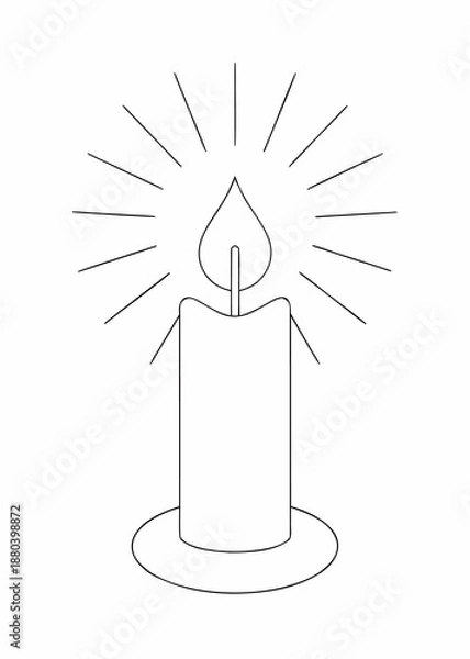 Obraz Hand Drawn Candle with Light Rays