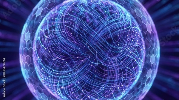 Obraz Abstract cloud computing tech. Safe encrypted storage, personal data protection, verified encription tech. Security protocol wireless file transfer drive service. Global database, online information