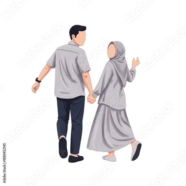 Obraz Couple Holding Hands Walking Together.