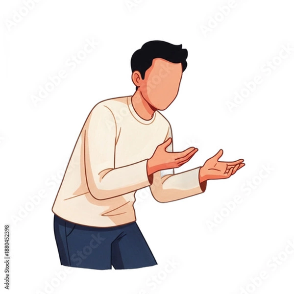 Obraz Man Gesturing With Open Hands In A Casual Pose.