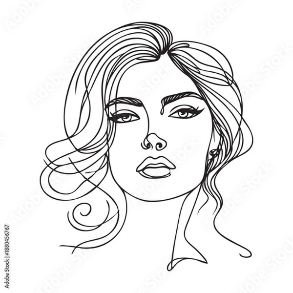 Obraz girl one line. vector drawing.
