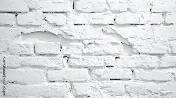 Obraz Textured White Painted Brick Wall Close Up background