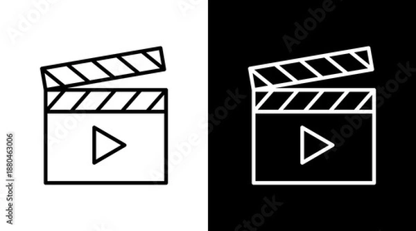 Obraz Clapperboard White Icon Set Vector 