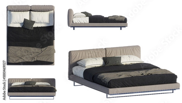 Fototapeta 3D render bed on transparent background