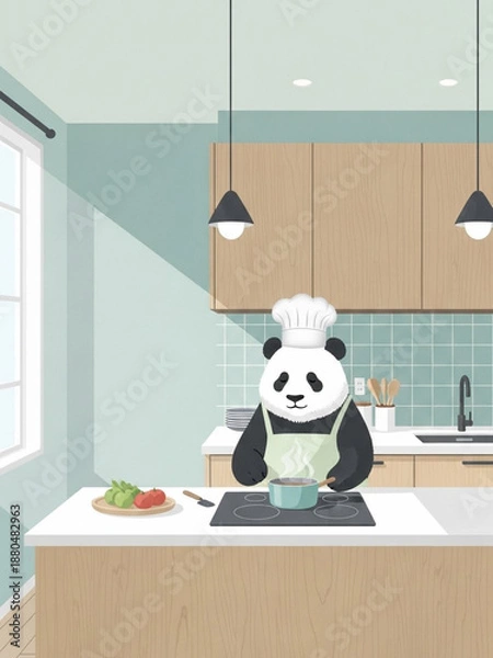 Obraz パンダのコックさん