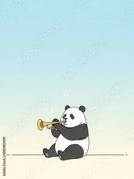 Obraz ラッパを吹くパンダ