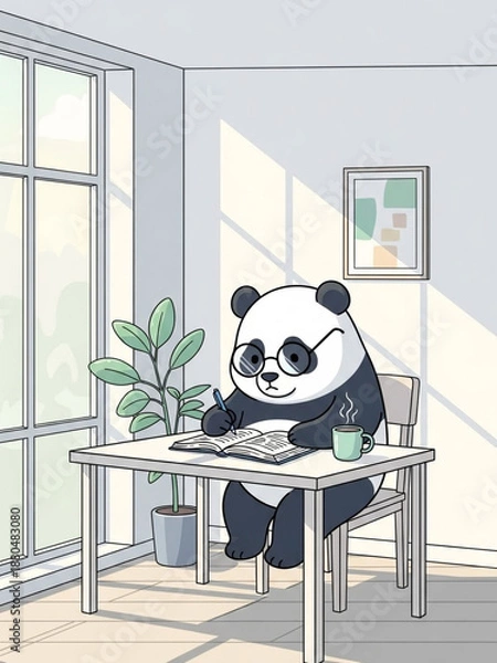 Obraz 勉強するパンダのかわいいイラスト