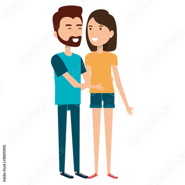 Fototapeta lovers couple avatars characters