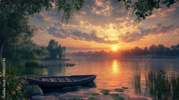 Obraz Scenic Sunset Over Lake