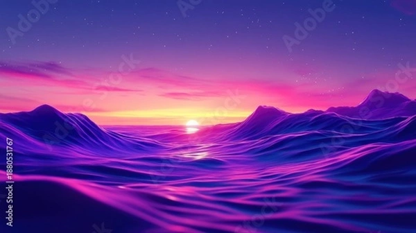 Obraz Violet neon glow sky background