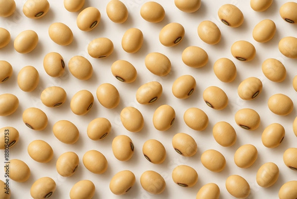 Obraz Dried soybeans on white surface