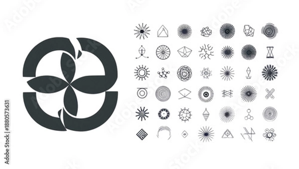 Fototapeta Basic Abstract Design Shapes and Geometric Icons Set