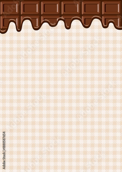 Obraz バレンタインの背景、チョコレートとベージュのギンガムチェックのパターン