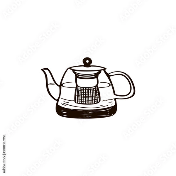 Obraz Kettle hand drawn illustration. Tea vector doodle icon