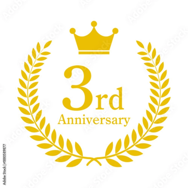 Obraz 3周年記念 3rd 月桂冠 エンブレム ベクター素材