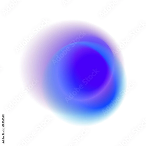 Fototapeta Purple gradient rose isolated on white background. Blue radial spot with round peacock colored texture. Turquoise blurred smoked dot vector pattern.