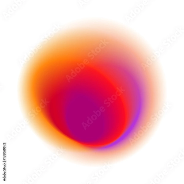 Fototapeta  Red radial spot with round rose colored vector texture. Purple blurred blot pattern. Orange gradient circles isolated on white background.