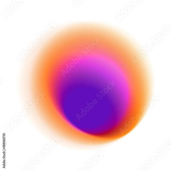 Fototapeta  Purple blurred hole pattern. Orange radial spot with round red colored texture. Pink gradient circle isolated on white background.